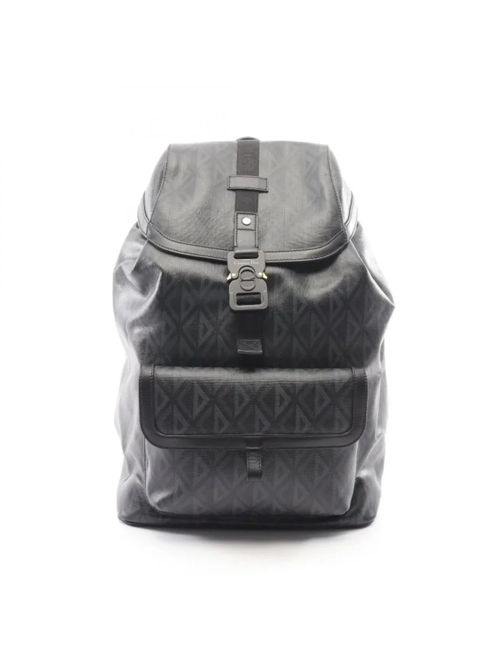Dior Backpack Hit the Road Small CD Diamond Black Dark Gray Canvas Leather